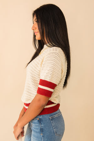 Zyla Pullover Ringer Sleeve Sweater Top