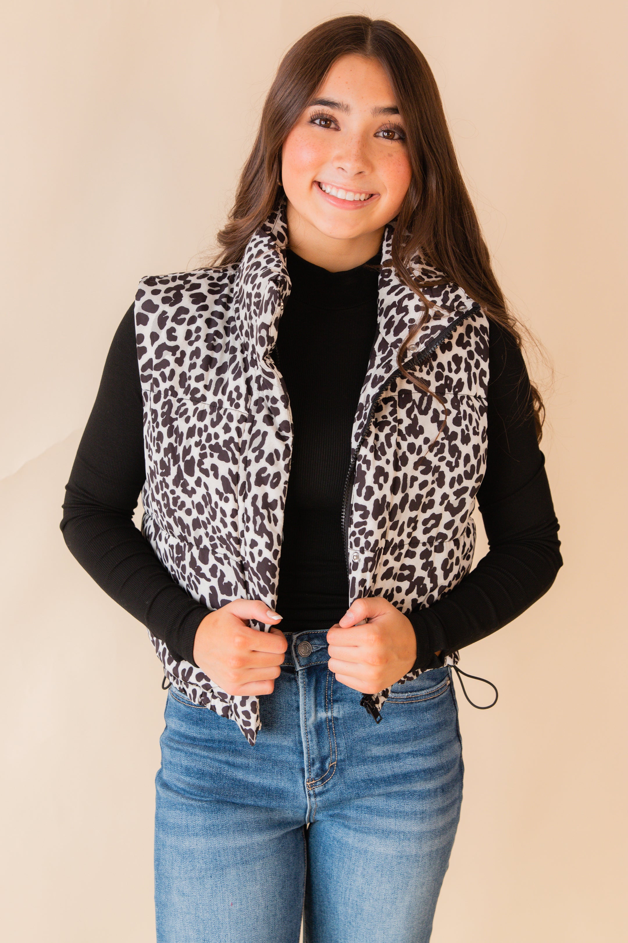 Cheetah print puffer vest on sale