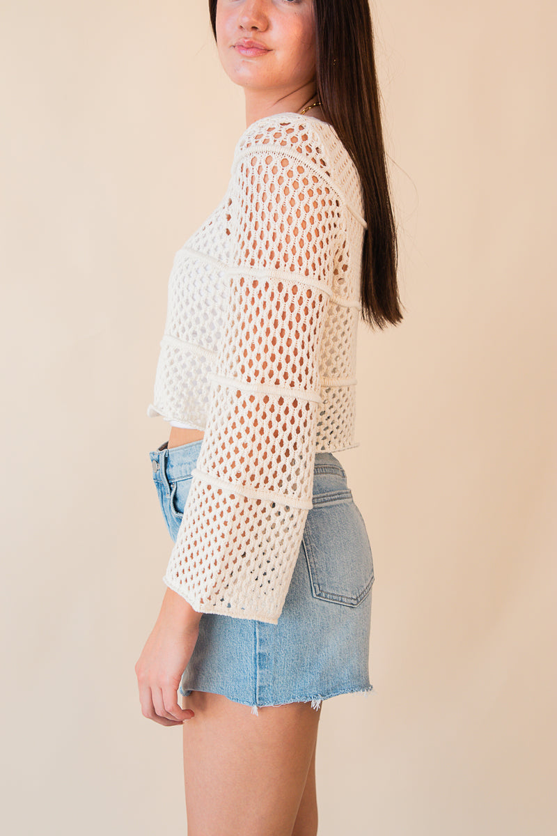 Poppy Crochet Bell Sleeve Sweater
