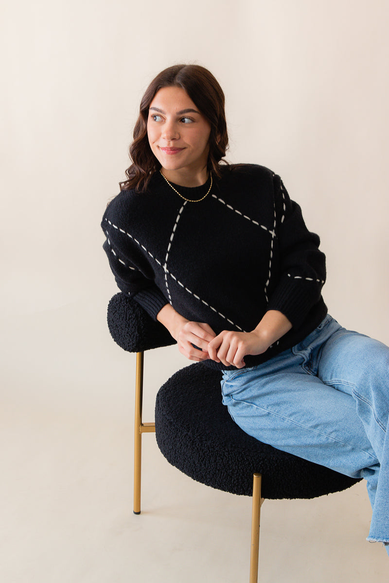 Guest List Contrast Stitch Sweater