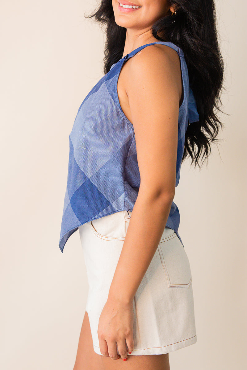 Voyage Cotton Check Halter Top