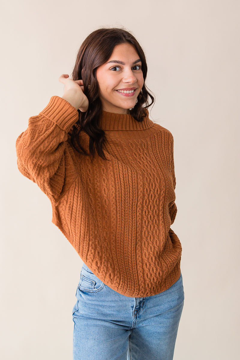 Fable Turtleneck Cable Knit Sweater