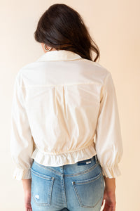 Shades on Gathered Waist Button Up Top