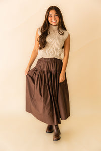Aris Tiered Poplin Midi Skirt