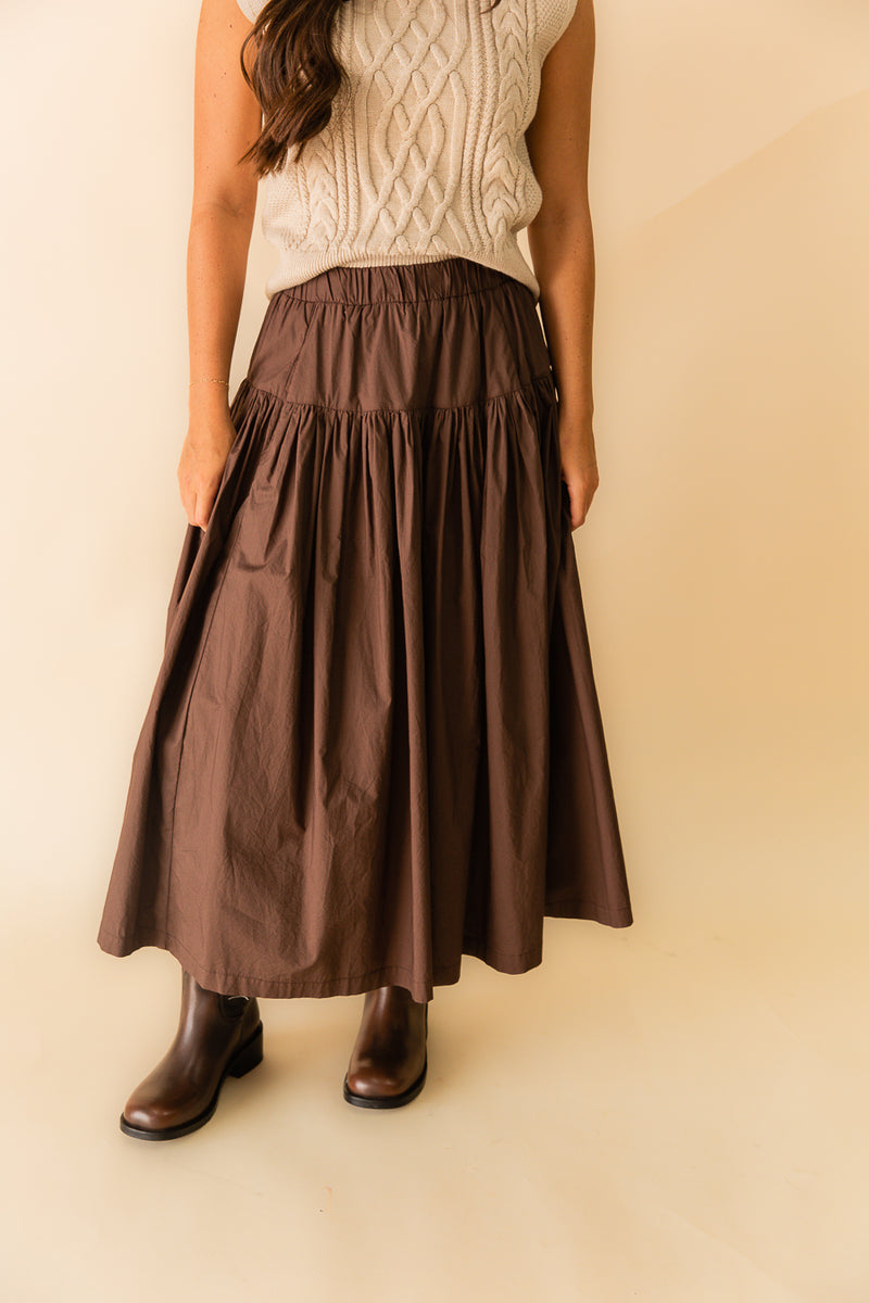 Aris Tiered Poplin Midi Skirt
