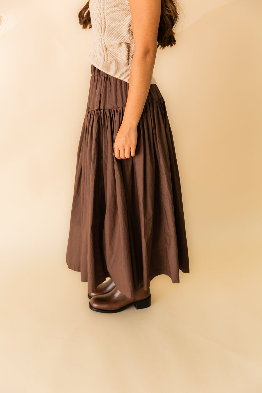 Aris Tiered Poplin Midi Skirt