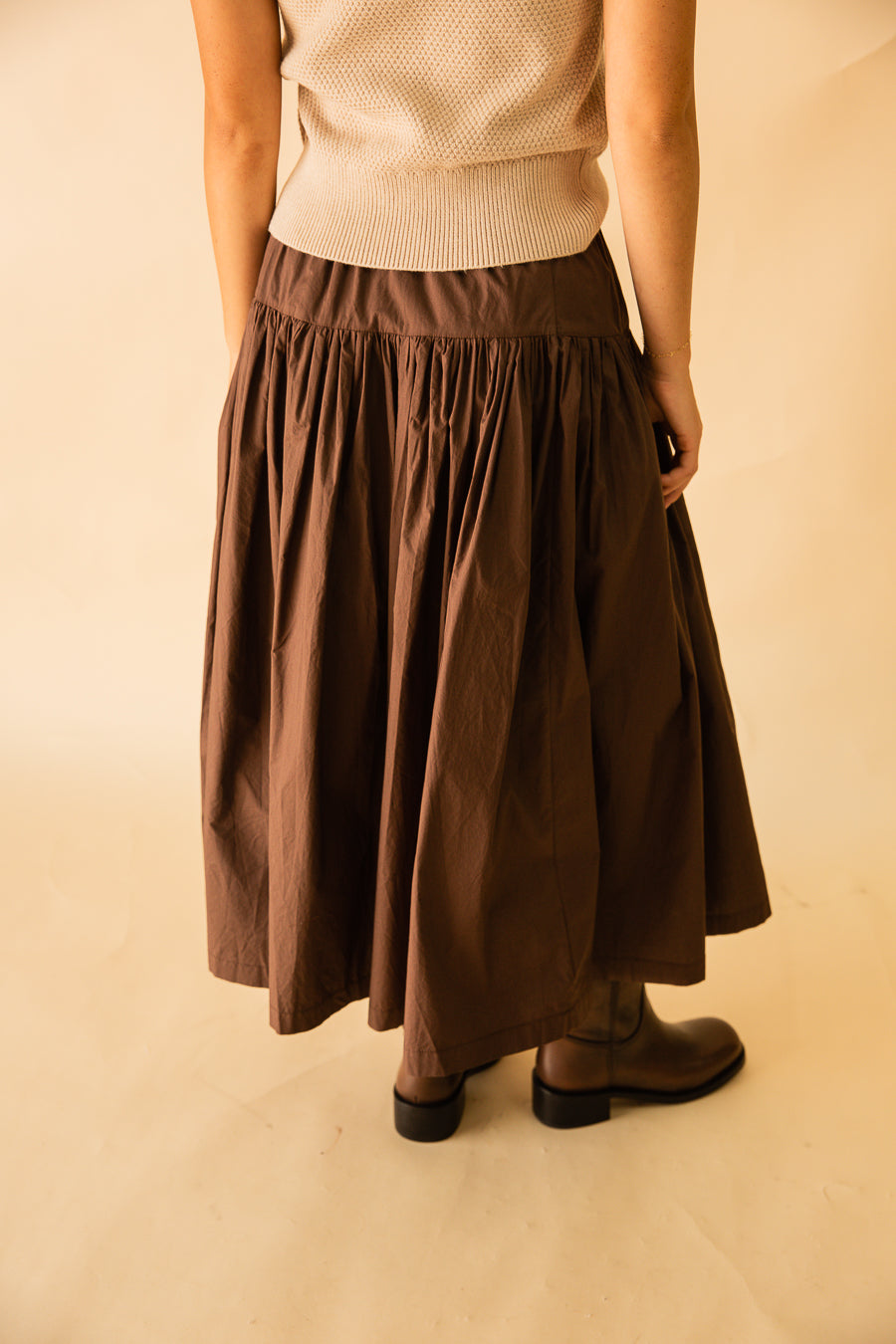 Aris Tiered Poplin Midi Skirt