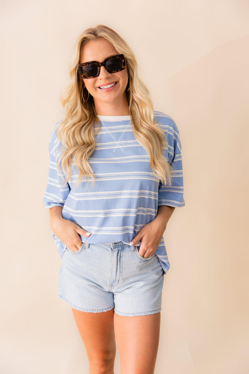 Americana Striped Oversized Tee