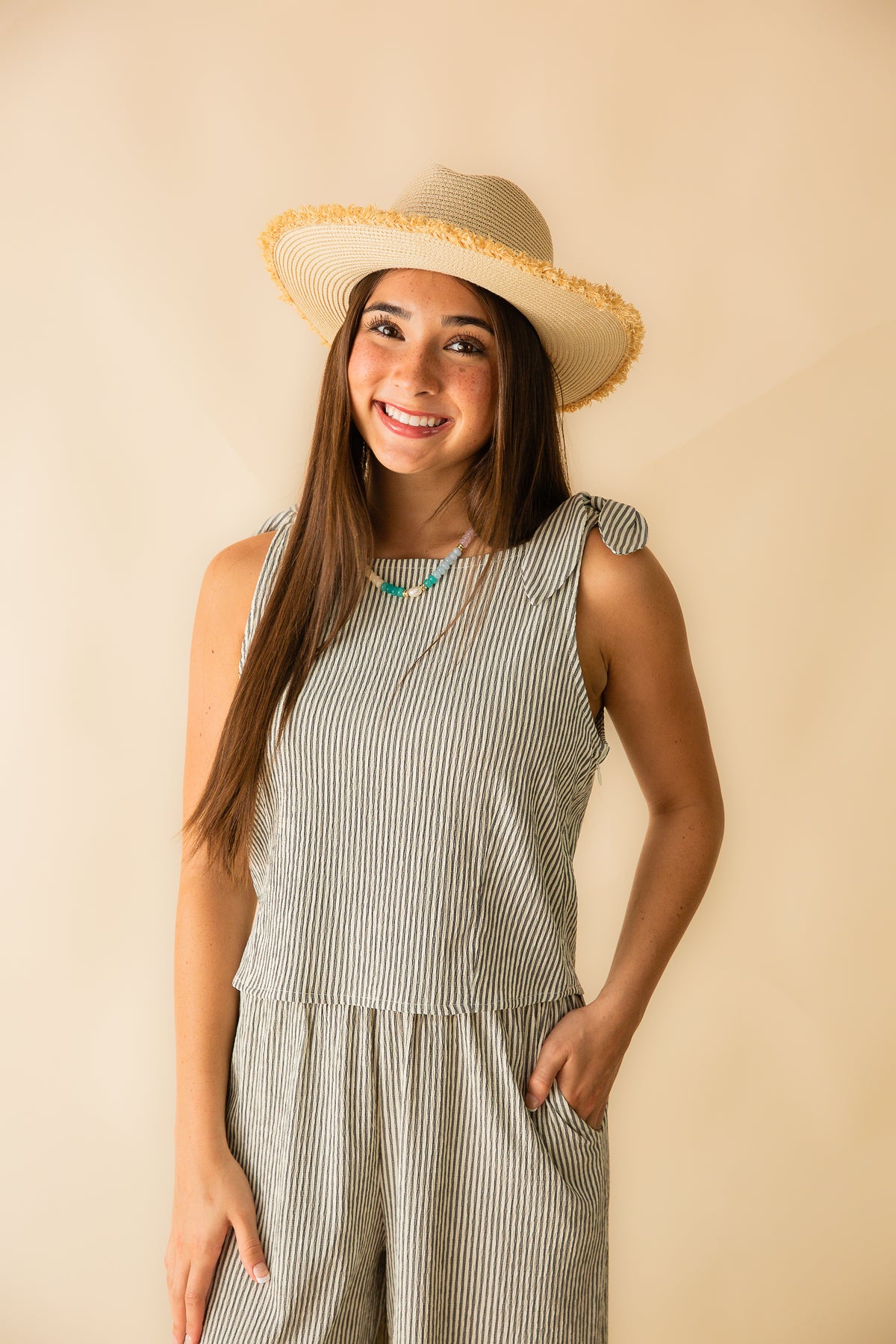 See Me Stripe Pleated Top