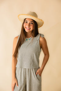 See Me Stripe Pleated Top