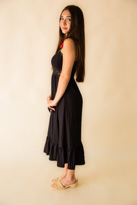 Night Bloom Pintuck Lace Midi Dress
