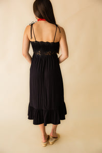 Night Bloom Pintuck Lace Midi Dress