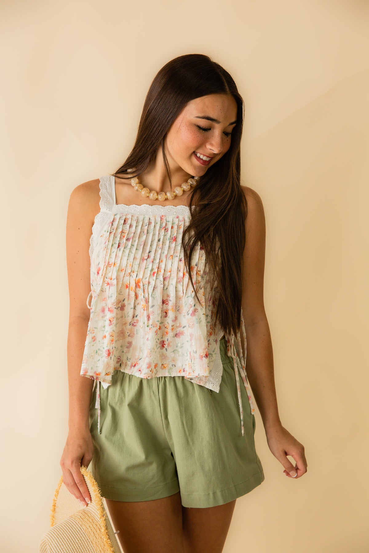 Rosita Pintuck Lace Trim Top