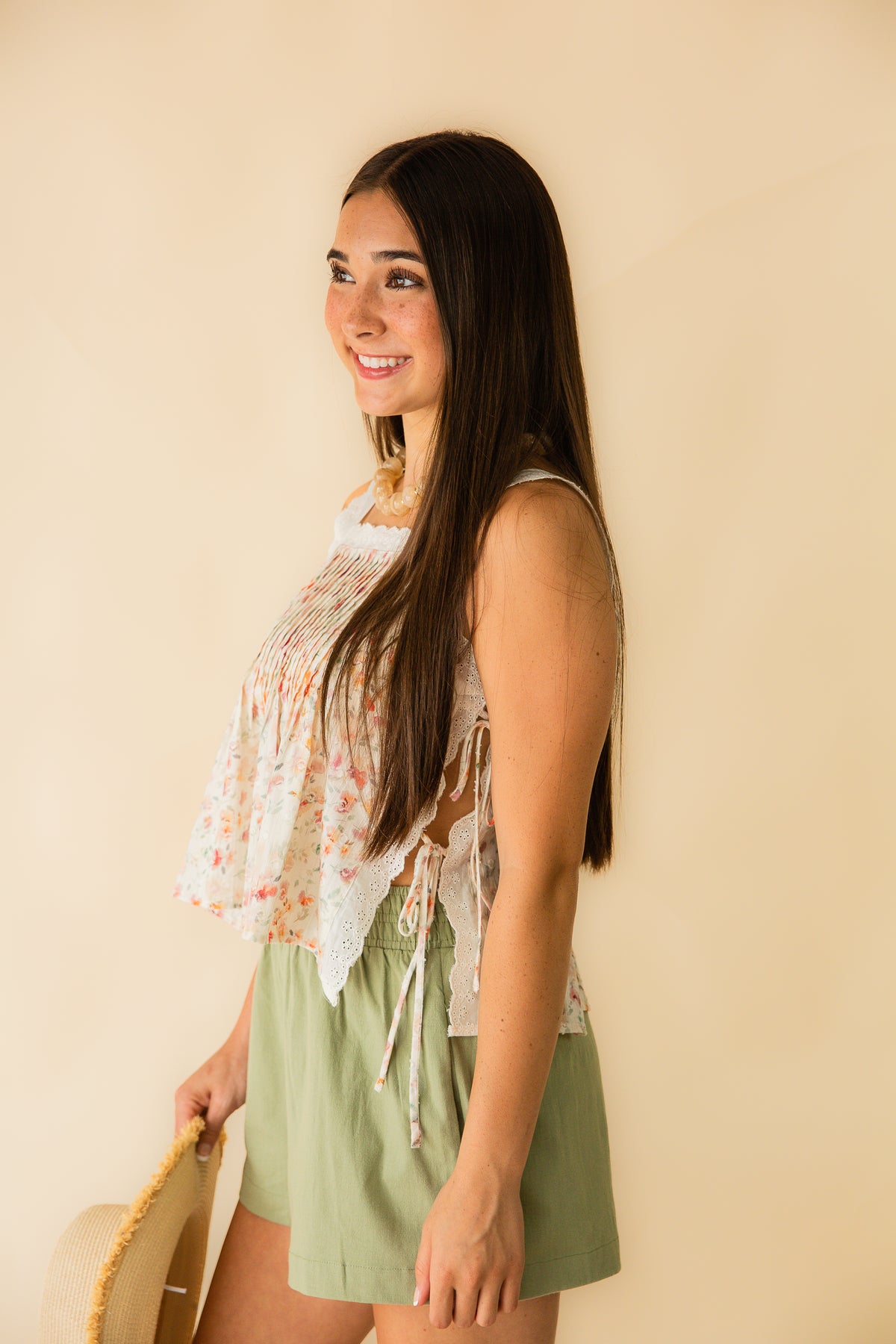 Rosita Pintuck Lace Trim Top