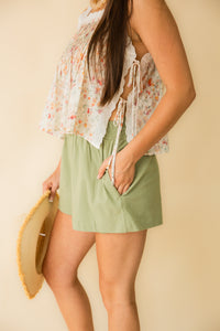 Two Step Shirred Elastic Shorts