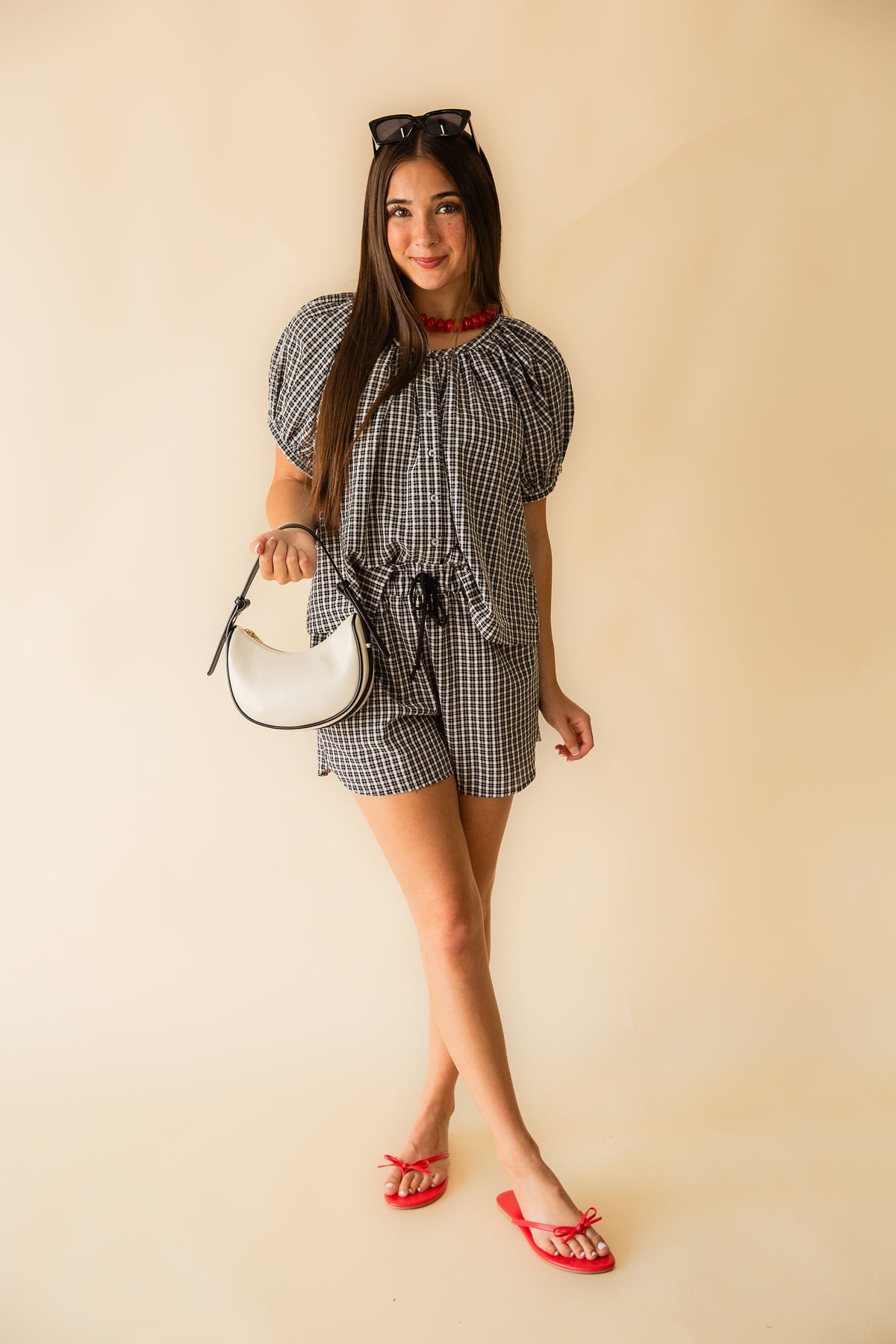 Avery Gingham Drawstring Short