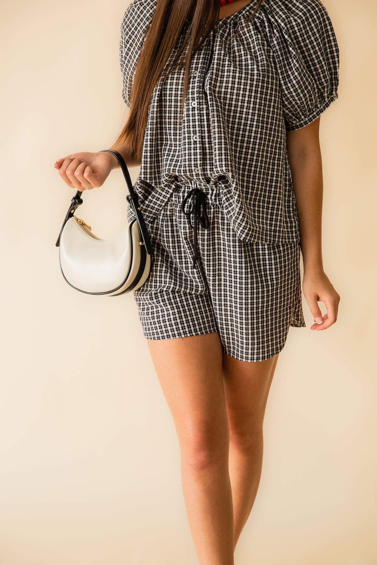 Avery Gingham Drawstring Short