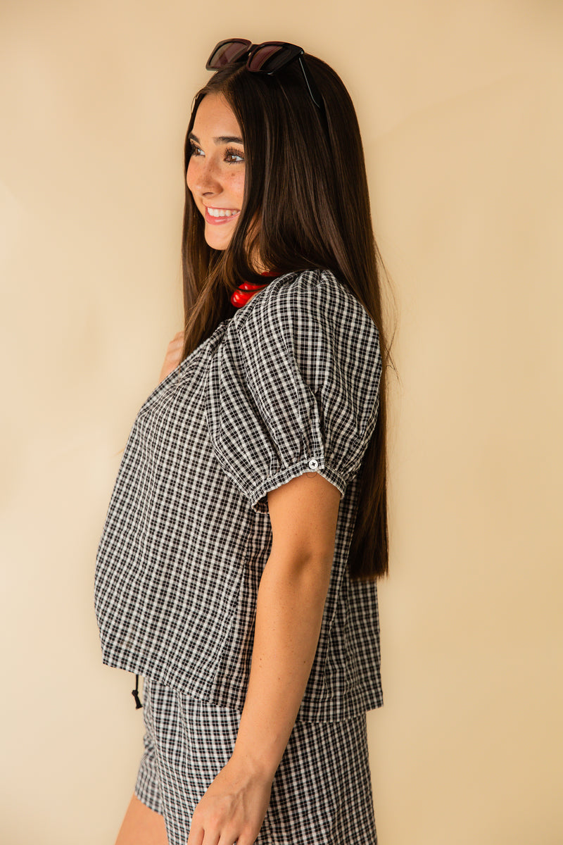 Carolina Pucker SS Button Blouse