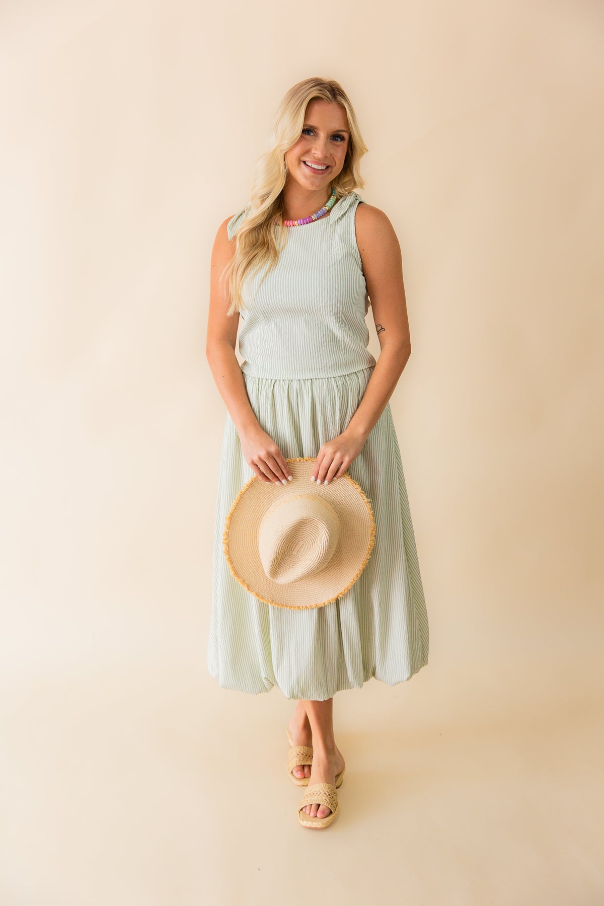 See Me Stripe Pleated Top