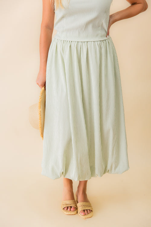 See Me Stripe Bubble Midi Skirt