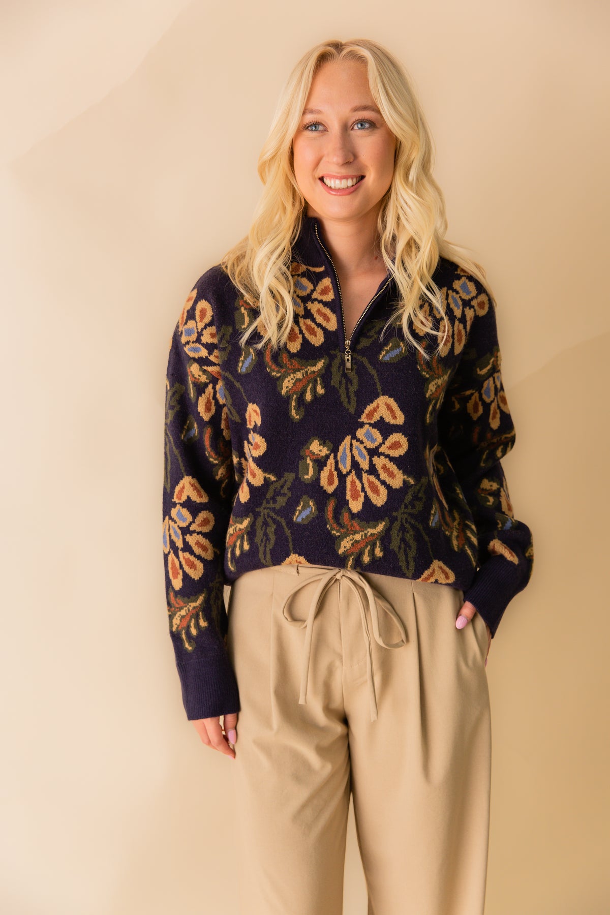 Twice the Love Half Zip Sweater