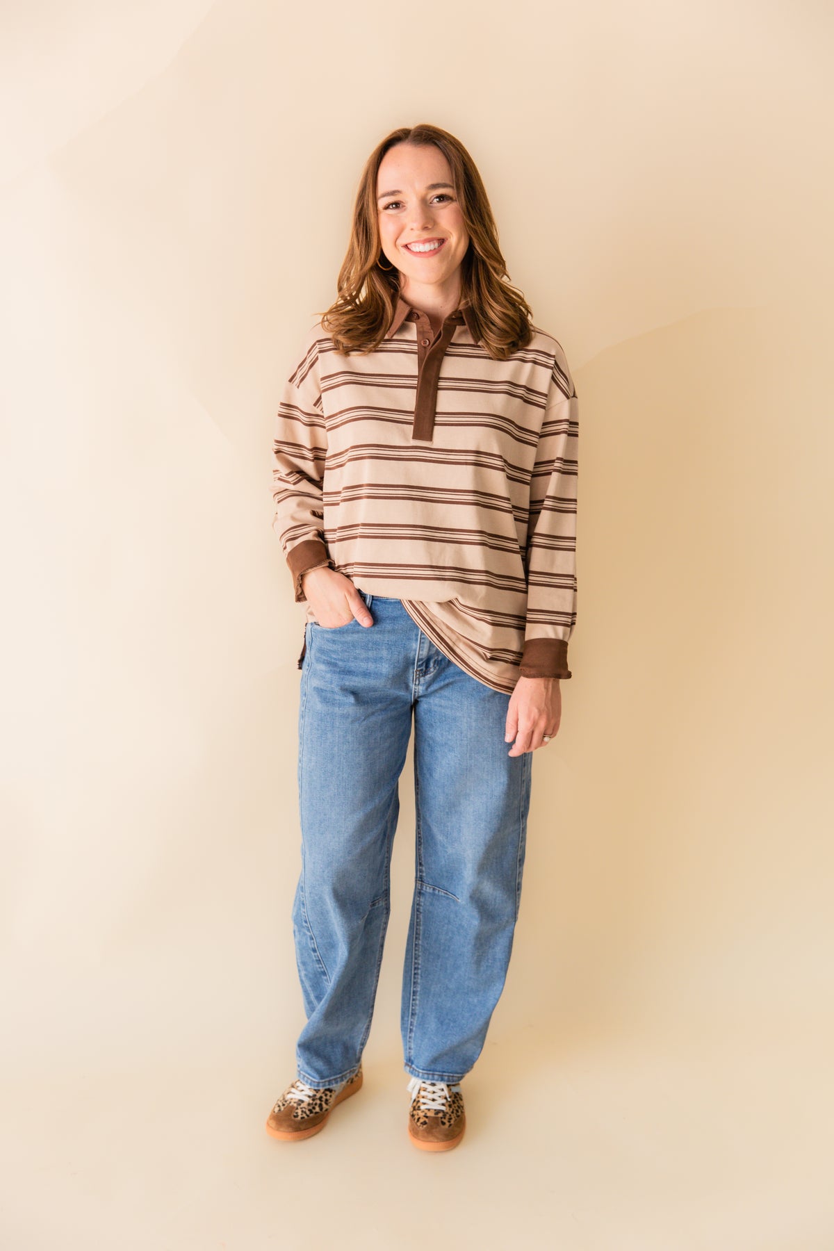 Oversized Striped Rugby Pullover