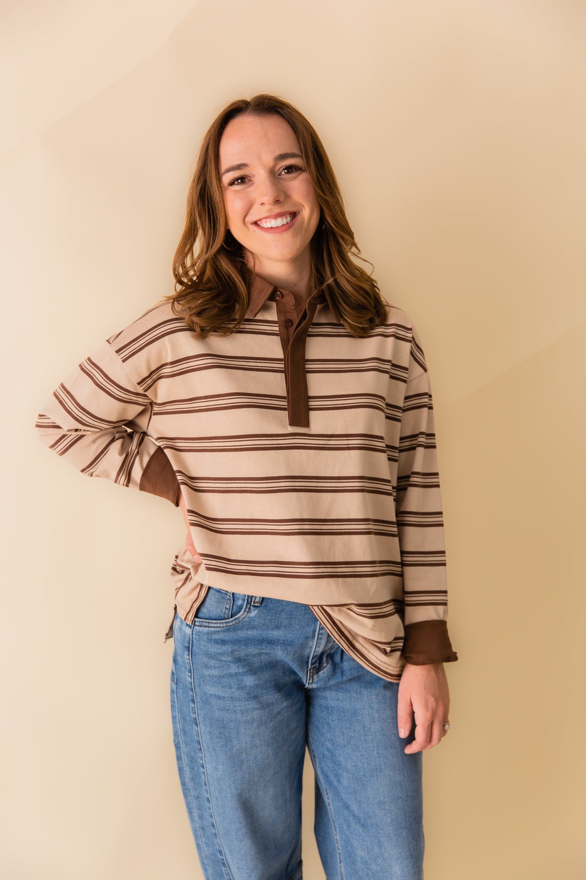 Oversized Striped Rugby Pullover