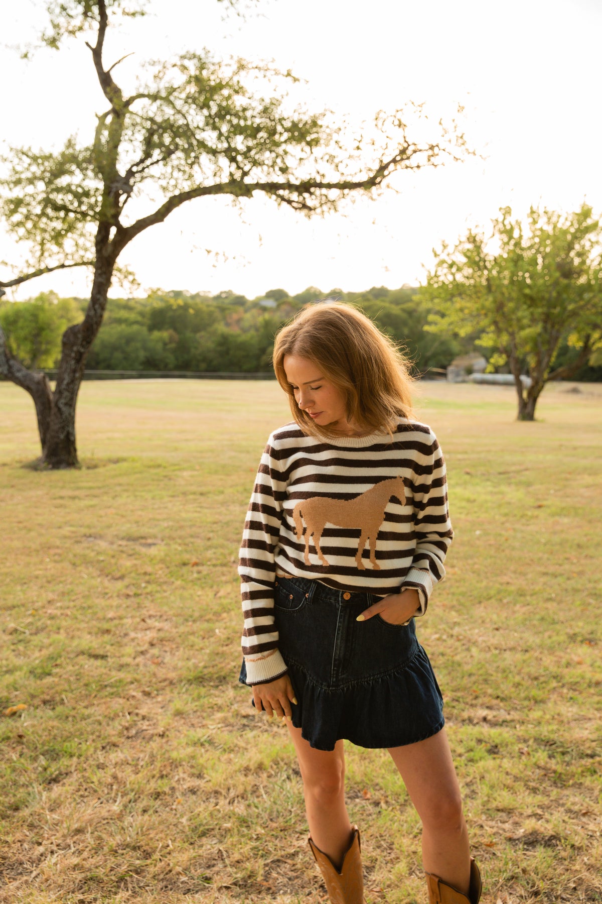 Katie Striped Horse Sweater