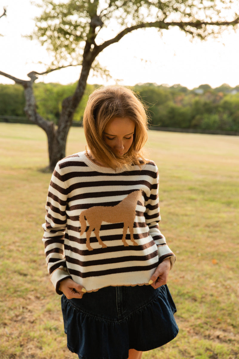 Katie Striped Horse Sweater