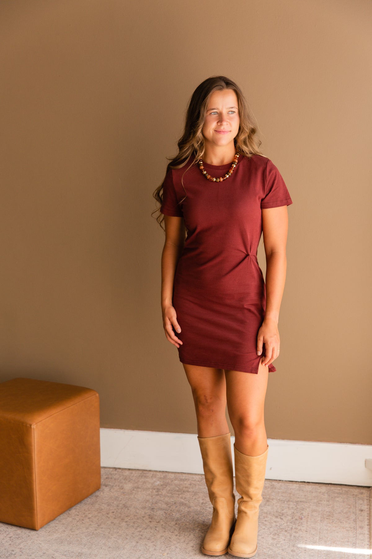 Elle Cotton Front Twist Mini Dress