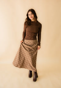 Sandra Plaid Flowy Midi Skirt