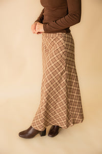 Sandra Plaid Flowy Midi Skirt