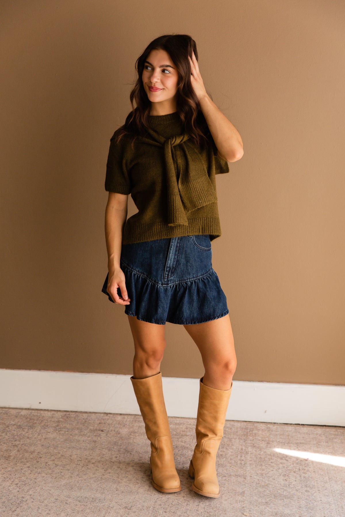 Remi S/S Scarf Overlay Top