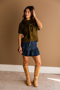 Remi S/S Scarf Overlay Top