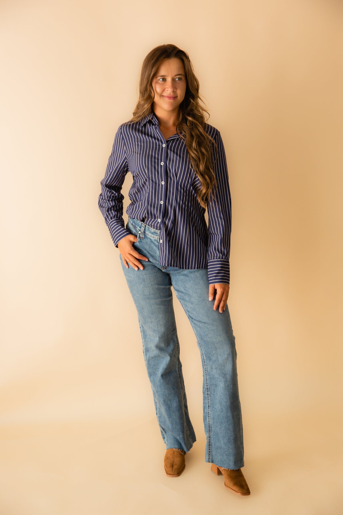 Elena Cinched Waist Button Up