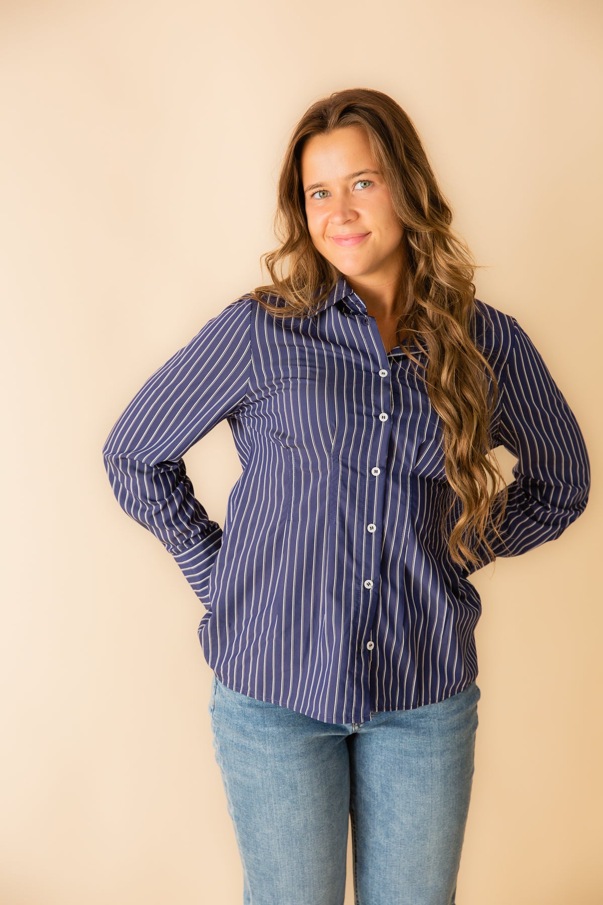 Elena Cinched Waist Button Up