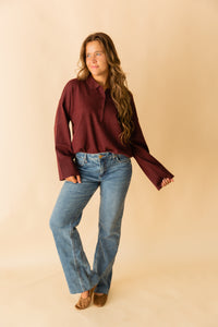 Heather Polo Sweater Top