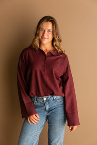 Heather Polo Sweater Top