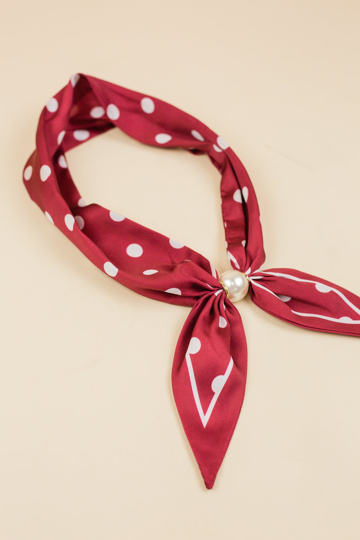 Polka Dot Pearl Scarf Red