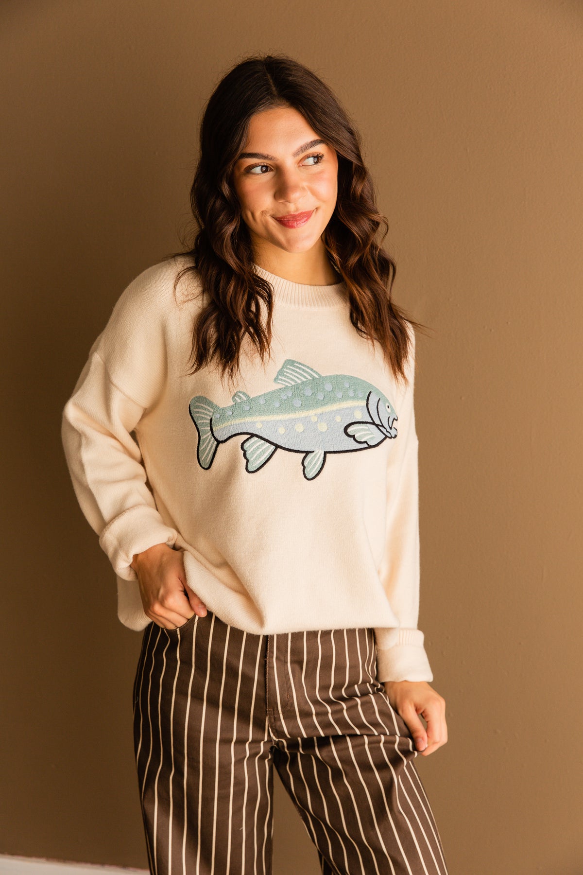 Oversized Fish Graphic Sweater