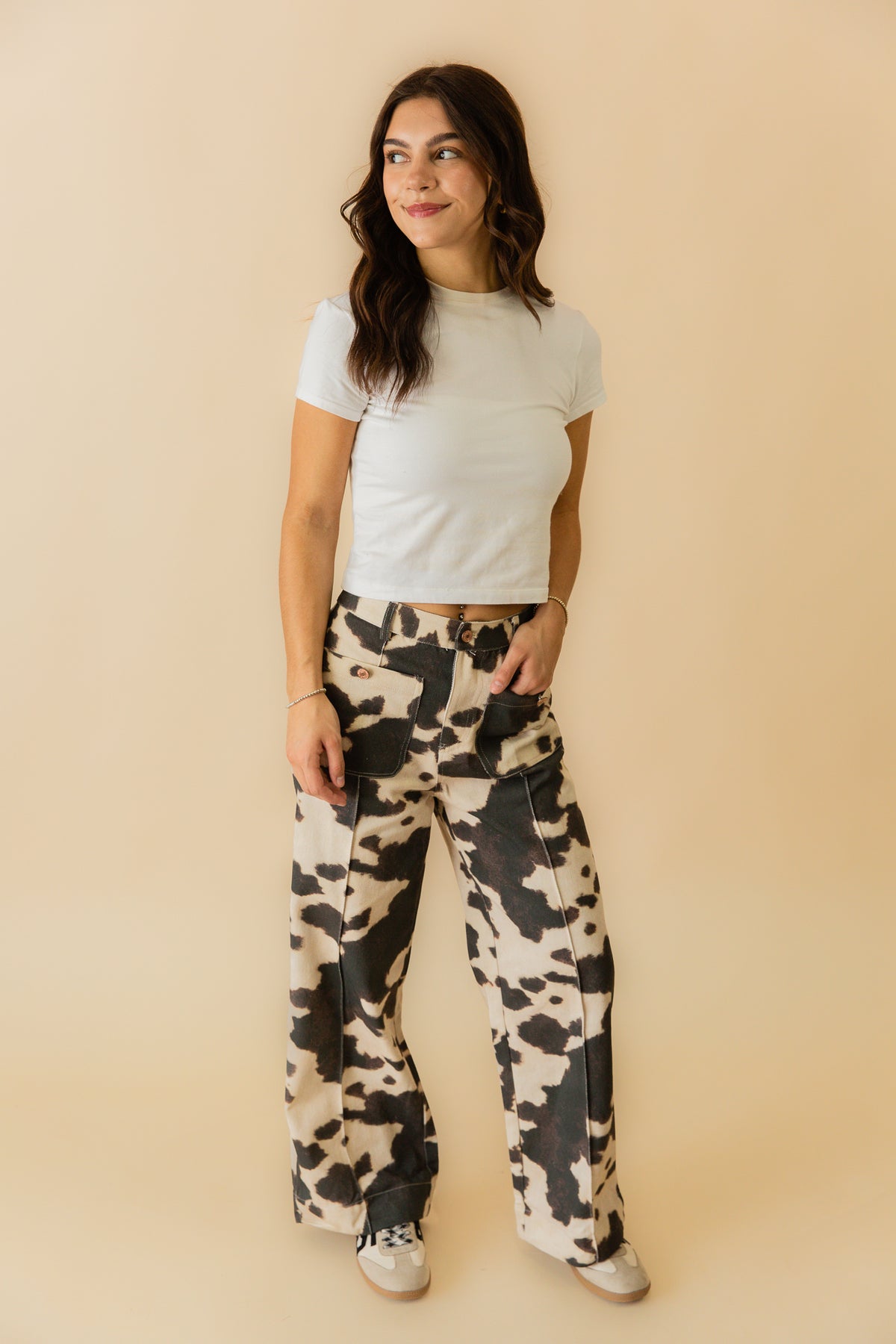 Lynn Cow Print Jean