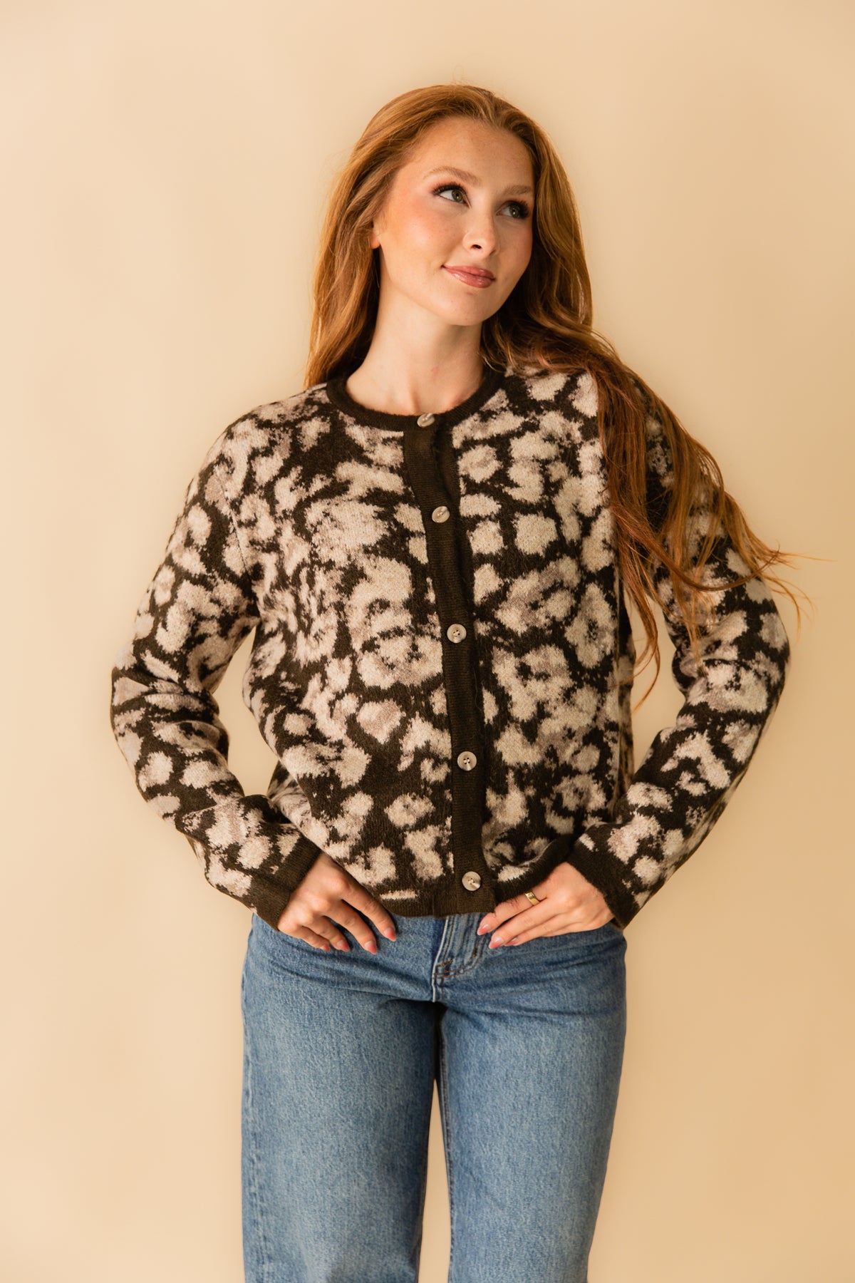 Sadie Animal Print Knit Cardigan