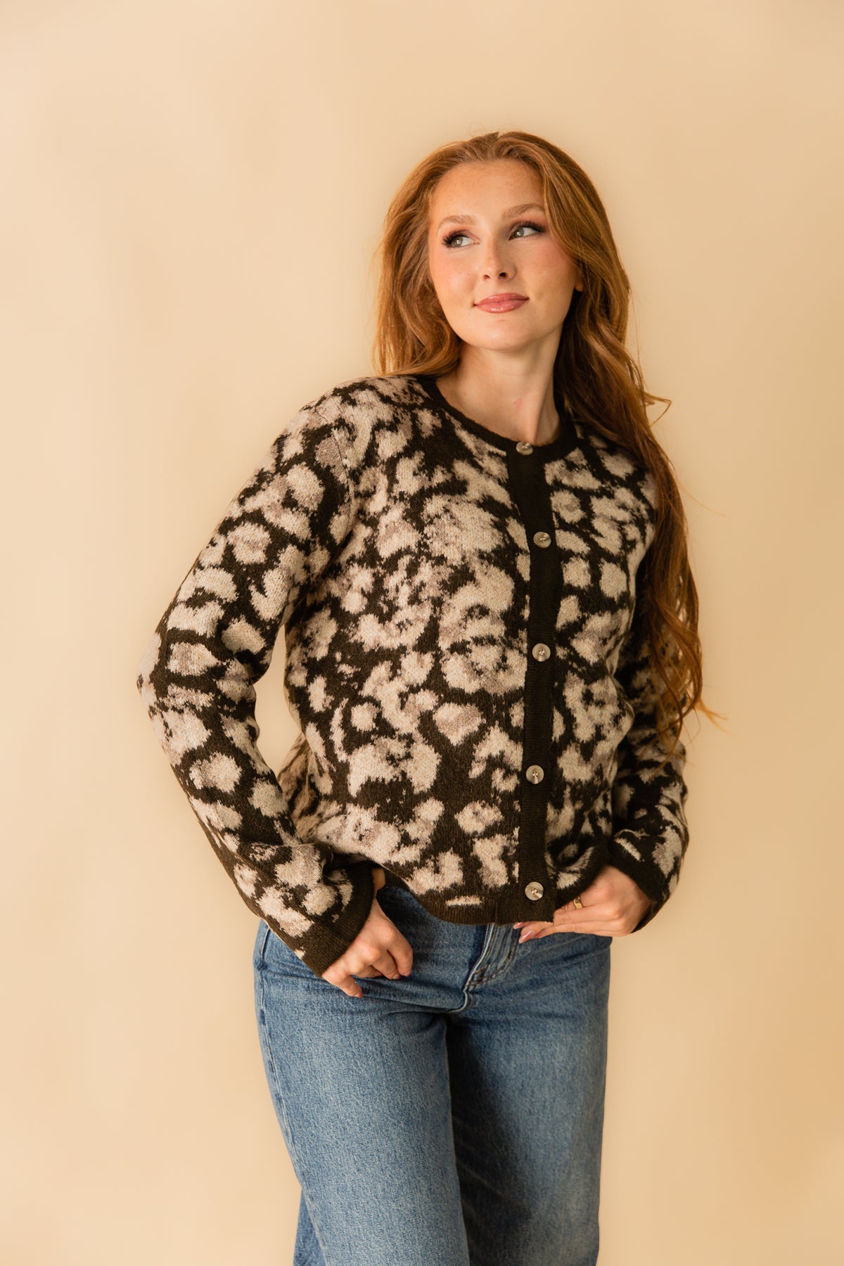 Sadie Animal Print Knit Cardigan