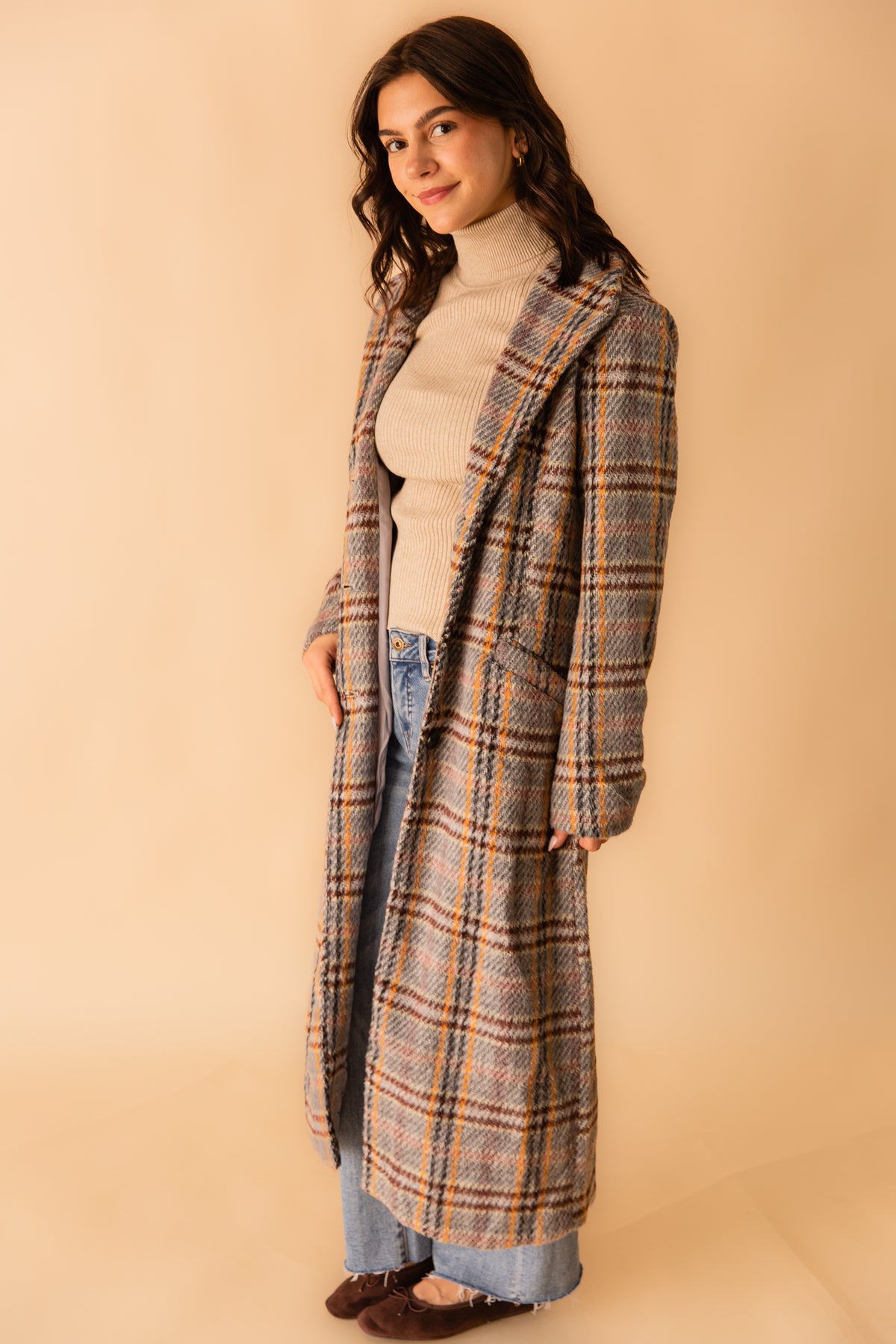 Flower Bed Plaid Coat