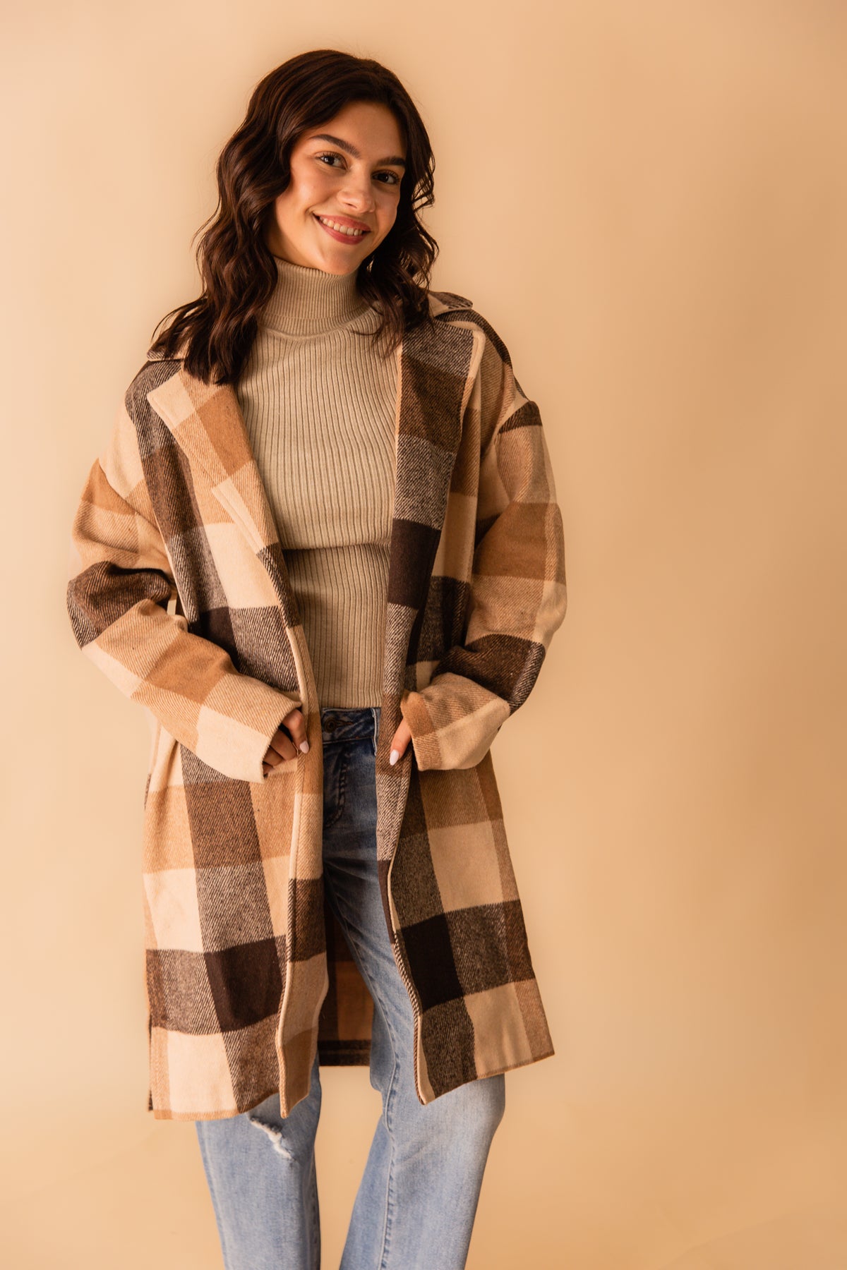 Farmland Plaid Open Coat