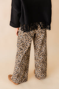 Stretch Twill Leopard Wide Leg Pants