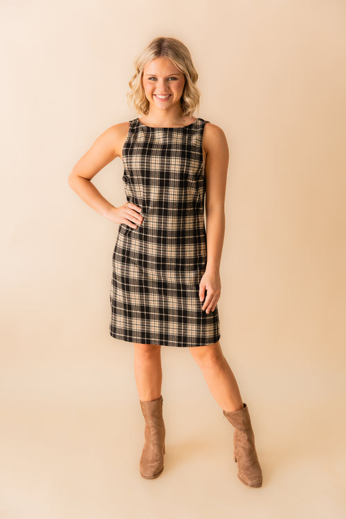 Served Up Stretch Plaid Mini Dress