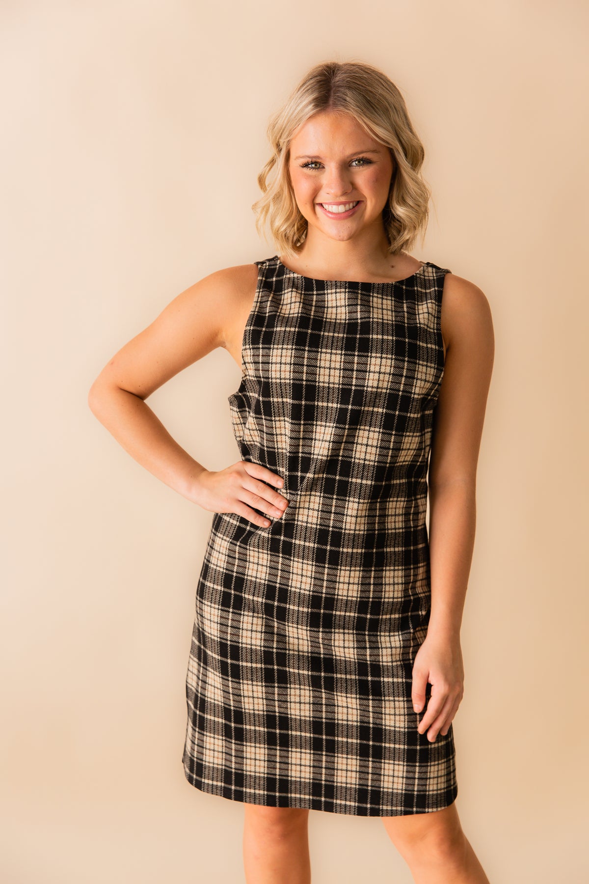 Served Up Stretch Plaid Mini Dress
