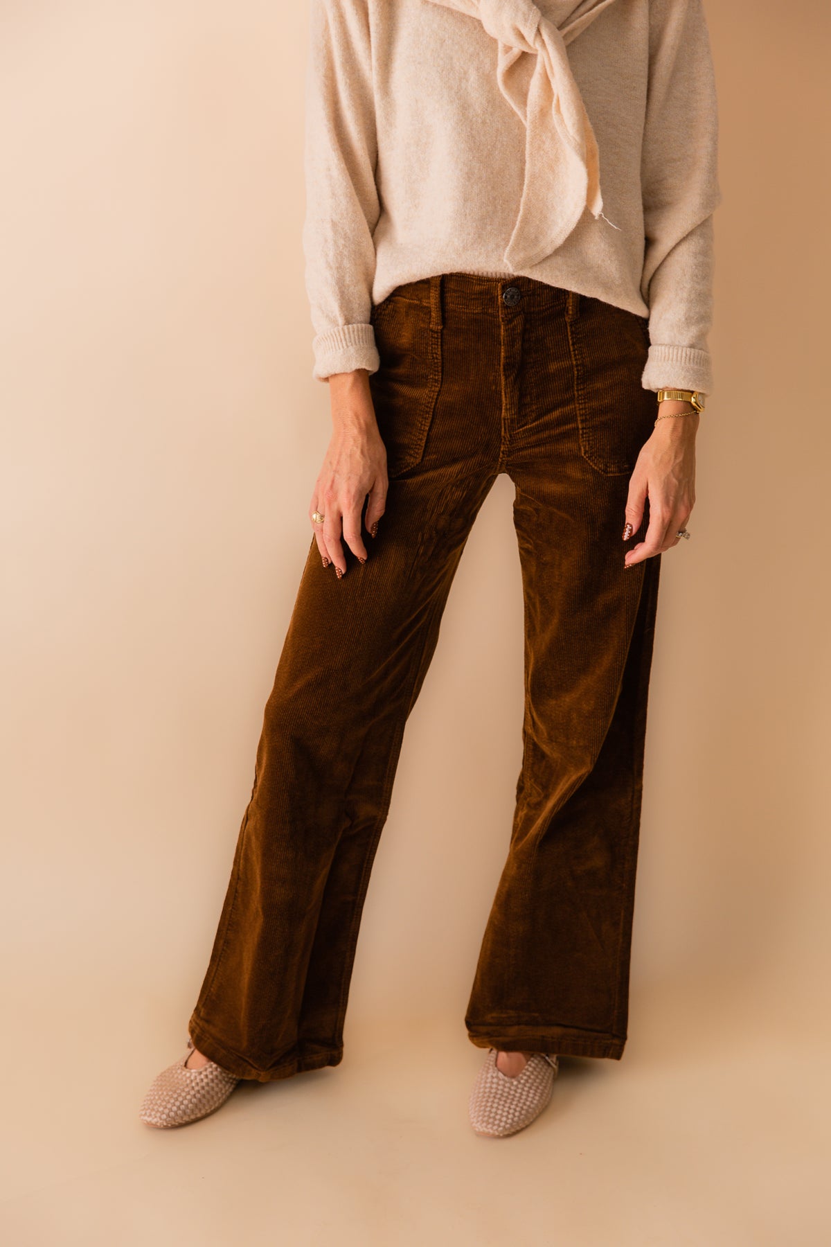 High Rise Straight Leg Jean Corduroy