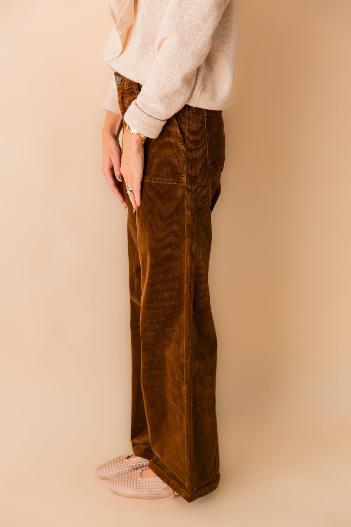 High Rise Straight Leg Jean Corduroy